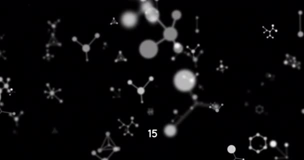 Animação Digital Números Crescentes Sobre Estruturas Moleculares Flutuando Contra Fundo — Vídeo de Stock