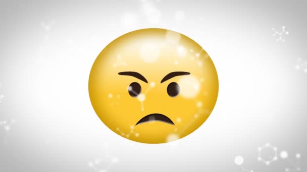 Animación Emoji Enojado Icono Sobre Caída Las Conexiones Fondo Blanco — Vídeos de Stock