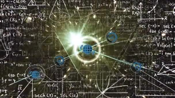 Animação Rede Conexões Com Ícones Sobre Equações Matemáticas Conceito Global — Vídeo de Stock