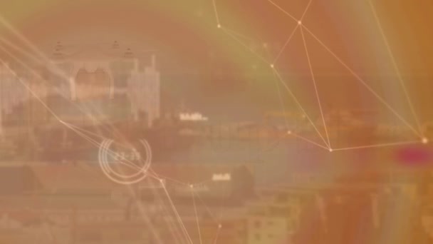 Animacja Sieci Połączeń Ikonami Nad Dronem Dostawczym Paczką Globalna Wysyłka — Wideo stockowe