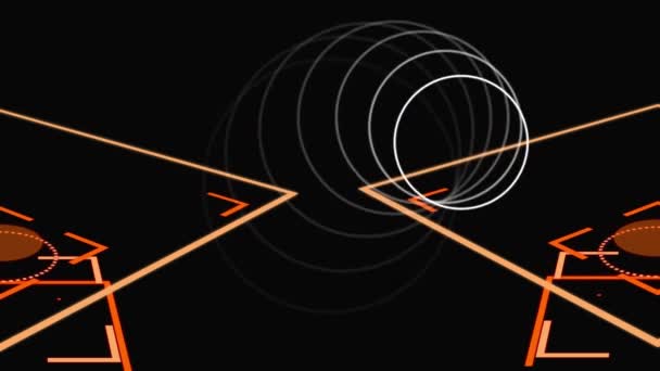 Animação Marcadores Escopos Digitalização Círculos Pulsando Sobre Fundo Preto Conexões — Vídeo de Stock