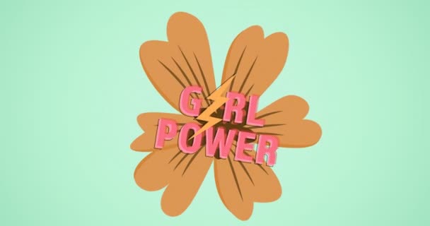 Composition Text Girls Power Brown Flower Girl Power Positive Female — Stock Video