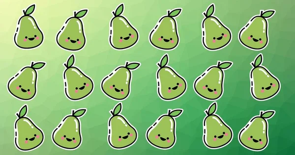 Skład Rzędów Gruszek Zielonym Tle Koncepcja Lata Owoców Kolorów Generowana — Zdjęcie stockowe
