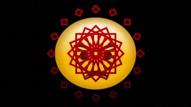 Digital animation of decorative designs over angry face emoji against black background. expression and communication concept