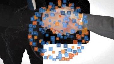 Tokalaşma sırasında bağlantı ağlarının animasyonu. küresel iş, başarı, bağlantılar ve dijital arayüz konsepti dijital olarak oluşturulmuş video.