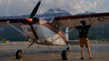 Pilot üzerinden uçak üzerinden bağlantı ağının animasyonu. küresel seyahat ve bağlantılar konsepti dijital olarak oluşturulmuş video.