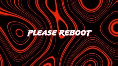 Lütfen kırmızı sıvı arkaplanda metni yeniden başlatın. Video oyunu, dijital arayüz, iletişim ve eğlence konsepti dijital olarak oluşturuldu.