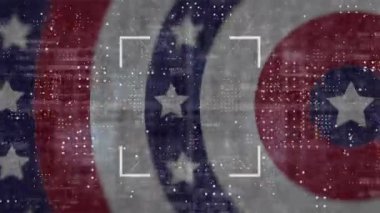 Amerikan bayrak yıldızlarının animasyonu ve daireler çizerek renklendirilmesi. Vatanseverlik ve kutlama konsepti dijital olarak oluşturulmuş video.