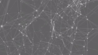 Gri arka planda yüzen bağlantı ağının dijital animasyonu. küresel ağ ve teknoloji kavramı