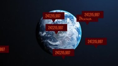 Mavi zemin üzerinde yüzen birden fazla konuşma baloncuğunun rakamları artıyor. küresel ağ ve teknoloji kavramı