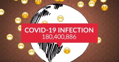 Dönen küreye karşı yüz ifadelerinin üzerinde artan vakalarla dolu Covid-19 enfeksiyon metni. Coronavirus covid-19 salgın konsepti