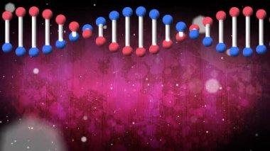 Animation of dna strand over purple background. video game, entertainment and digitial interface concept digitally generated video.