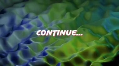 Renkli sıvı arkaplan üzerinde devam eden metin canlandırması. Video oyunu, dijital arayüz, iletişim ve eğlence konsepti dijital olarak oluşturuldu.