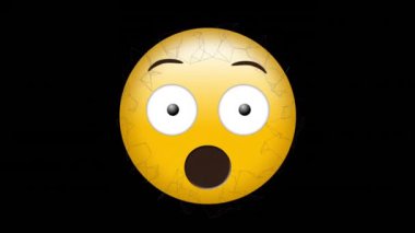 Siyah arkaplanda hareketli bağlantılar üzerine hüzünlü emoji simgesinin animasyonu. küresel sosyal medya ve iletişim konsepti dijital olarak oluşturulmuş video.