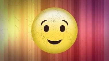 Gradyan arkaplana karşı göz kırpan yüz emojisi üzerinden bağlantı ağının dijital animasyonu. ifade ve iletişim kavramı