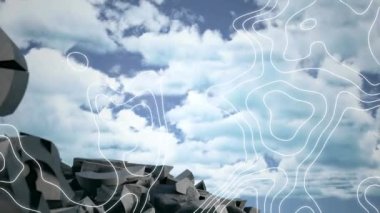 Mavi gökyüzündeki bulutlara karşı bozuk avro para birimi sembolüne karşı topografi. küresel ekonomi ve durgunluk kavramı