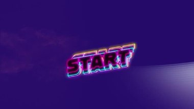 Animasyonunuz mavi arka planda beyaz dalgayı hareket ettirerek yeniden başlıyor. Video oyunu, eğlence ve dijital arayüz kavramı dijital olarak oluşturuldu.