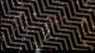 Havai fişeklerin patlaması ve parlayan noktaların üzerindeki zikzak desenlerinin animasyonu. Yeni yıl partisi ve dijital olarak üretilen video konsepti.