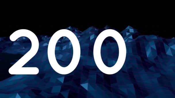 Цифровая Анимация Увеличения Числа Фоне Синих Трехмерных Структур Вращающихся Черном — стоковое видео