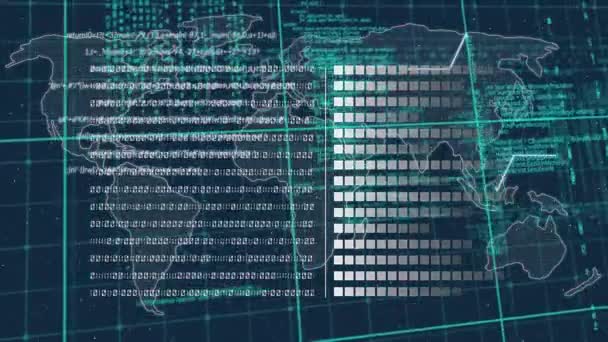 Monitor Frecuencia Cardíaca Través Red Contra Mapa Mundial Procesamiento Datos — Vídeos de Stock