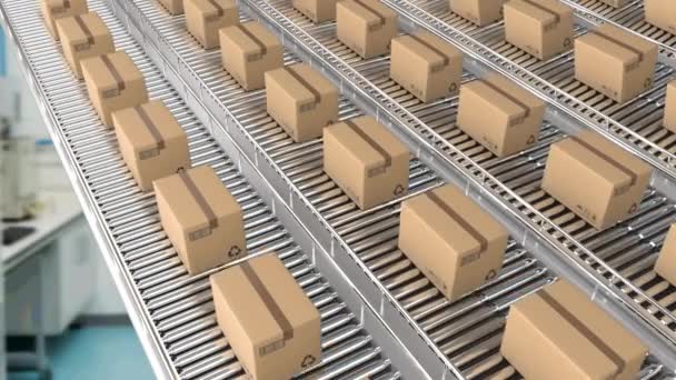 Animación Cajas Moviéndose Almacén Concepto Global Envío Entrega Conexiones Vídeo — Vídeo de stock