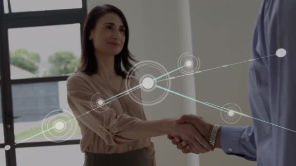 Animace Sítě Připojení Přes Business Handshake Globální Obchod Úspěch Připojení — Stock video