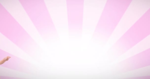 Animering Rosa Band Logotyp Med Bröstcancer Text Över Ung Kvinna — Stockvideo