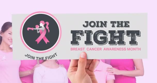 로고의 애니메이션 유방암 텍스트와 그룹에 유방암 캠페인은 디지털로 만들어 비디오 — 비디오