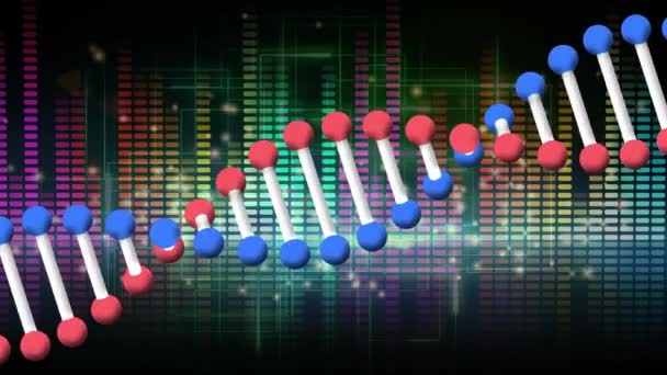 Animace Točivého Vlákna Dna Zářících Barevných Obdélníků Lékařský Výzkum Datová — Stock video