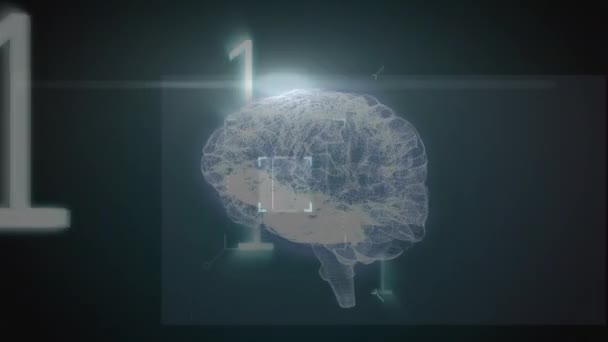 Bilgi Işleme Insan Beyni Üzerinden Kodunun Animasyonu Dijital Güvenlik Kimlik — Stok video