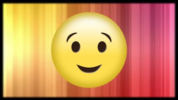 Animation Happy Emoji Icon Moving Screens Global Social Media Communication — Stock Video