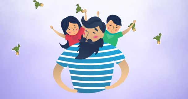 Σύνθεση Της Οικογένειας Αγκαλιάζει Μπλε Φόντο Χαρούμενη Οικογένεια Αγάπη Και — Αρχείο Βίντεο