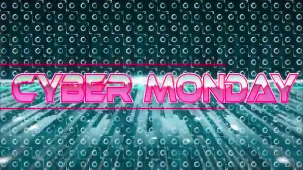 Animation Von Cyber Monday Text Rosa Metallic Buchstaben Über Muster — Stockvideo