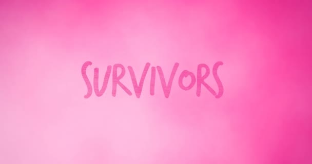 Animation Pink Survivors Text Appearing Pink Background Breast Cancer Positive — Stock Video