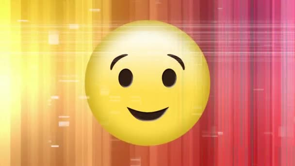 Digital Animation Winking Face Emoji Yellow Pink Gradient Background Expression — Stock Video