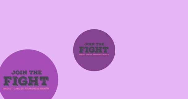 Animation Des Mehrfachen Brustkrebstextes Auf Violettem Hintergrund Konzept Der Kampagne — Stockvideo