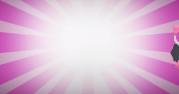 Animação Logotipo Fita Rosa Com Texto Câncer Mama Sobre Jovem — Vídeo de Stock