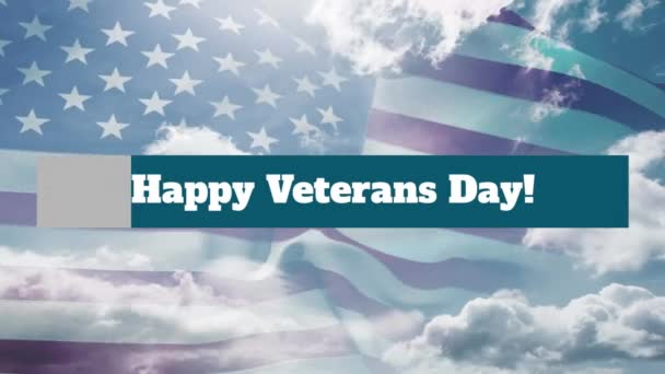 Animation Veteran Day Text American Flag Holiday Celebration American Tradition — Stock Video