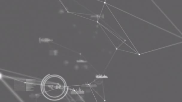 Animation Numérique Réseau Connexions Traitement Des Données Sur Fond Gris — Video