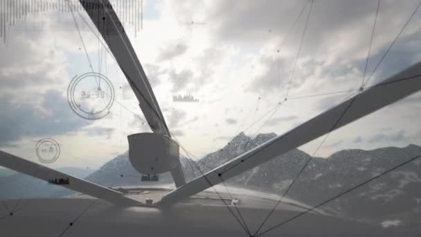 Animace Sítě Spojení Přes Létající Letadlo Globální Koncept Cestování Připojení — Stock video