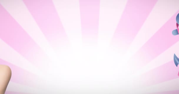 Animering Rosa Band Ankare Logotyp Med Bröstcancer Text Över Ung — Stockvideo