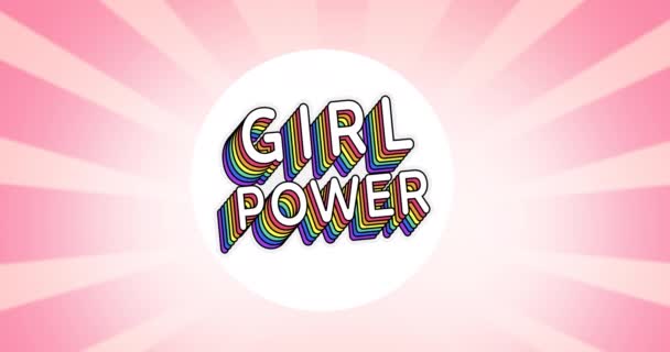 Κινούμενο Κείμενο Κοριτσίστικη Δύναμη Πάνω Από Ελάφρυνση Κοριτσίστικη Δύναμη Θετική — Αρχείο Βίντεο