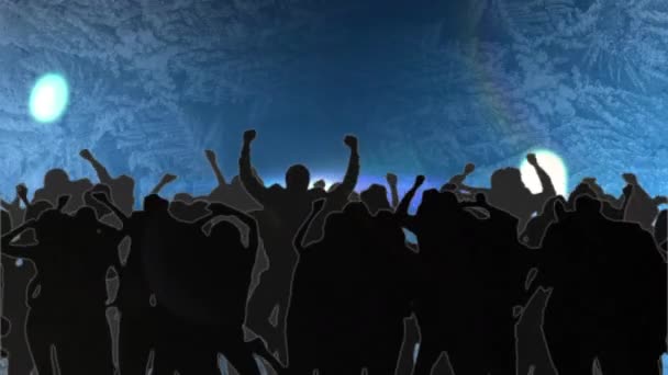 Animace Lidských Siluet Tančících Zářícími Světelnými Skvrnami Party Hudba Zábava — Stock video