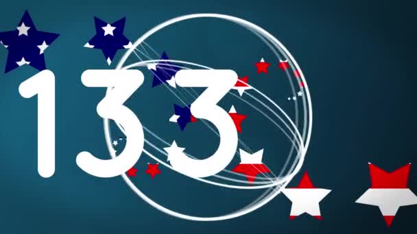 Animation Increasing Number White Rings American Flag Stars Communication Patriotism — Stock Video