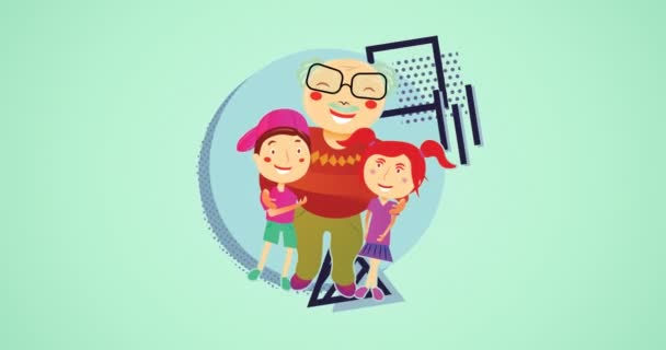 Composition Family Embracing Green Background Happy Family Love Support Concept — Stock Video