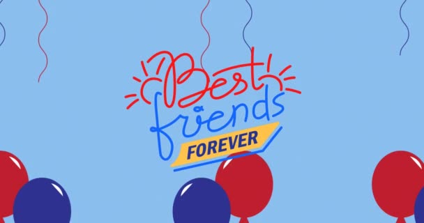 Animation Best Friends Forever Text American Flag Coloured Balloons Background — Stock Video