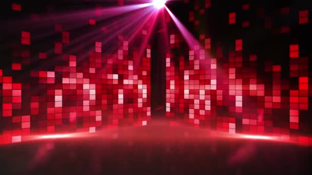 Анимация Красного Графического Музыкального Эквалайзера Движущихся Прожекторов Вечеринка Праздник Музыкально — стоковое видео