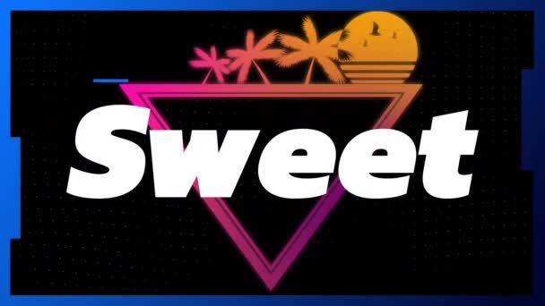 Animation Sweet Text Geometrical Shapes Beach Social Media Communication Concept — Stock Video