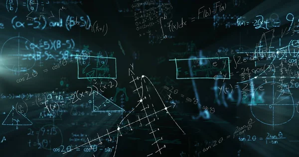 Зображення Математичних Рівнянь Плавають Над Чорним Тлом Освіта Назад Концепції — стокове фото