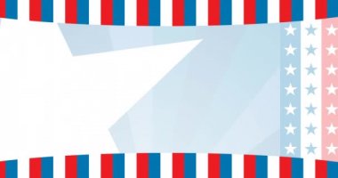 Mutlu Başkanların Animasyonu Amerikan bayrak yıldızları ve çizgileri üzerine mesaj atıyor. Vatanseverlik ve kutlama konsepti dijital olarak oluşturulmuş video.